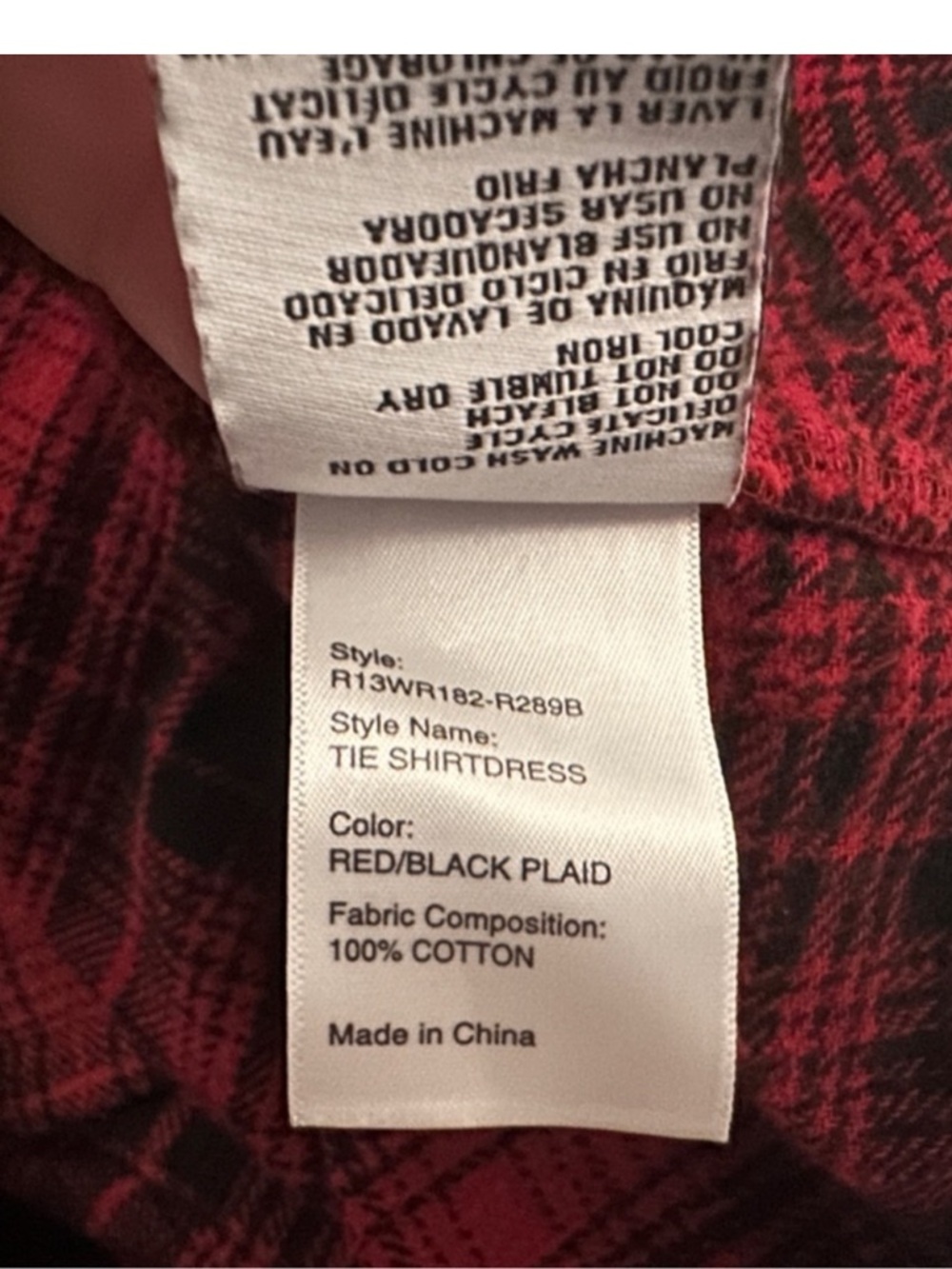 R13 Tie Waist Midi Shirt Dress - Red/Black Plaid Size XS - Picture 9 of 12